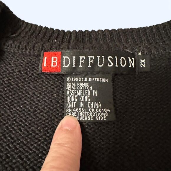 1992 IB Diffusion Geometric Cardigan - 2X - Vintage Statement Knit - Picture 4 of 6